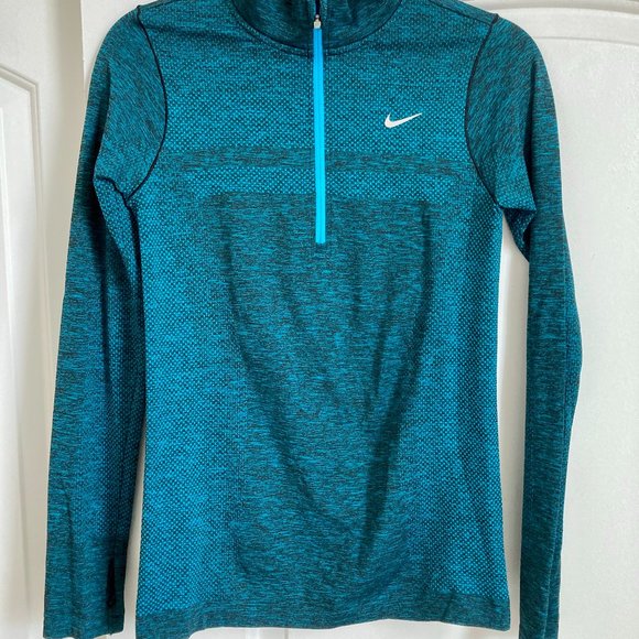 Nike Dri Fit Knit Half Zip running pullover in "Forest Green Heather" S - Picture 9 of 9
